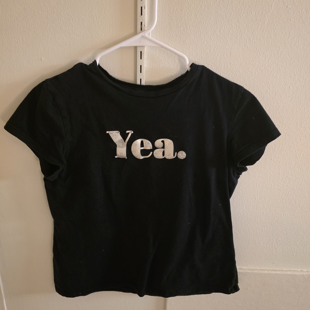 Women's Black Tee with 'Yea.' Print